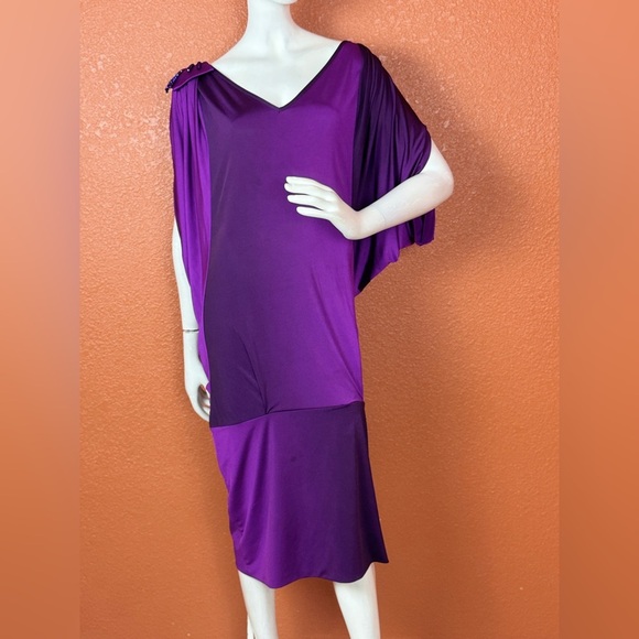 BOUNCE VINTAGE Elegant Purple Draped Dress Size 48. E45 - Picture 1 of 16